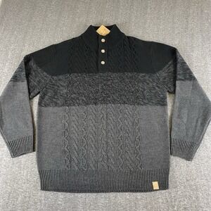 Weatherproof Vintage Men's XXL Cable Knit Henley Sweater Black Gray NWT